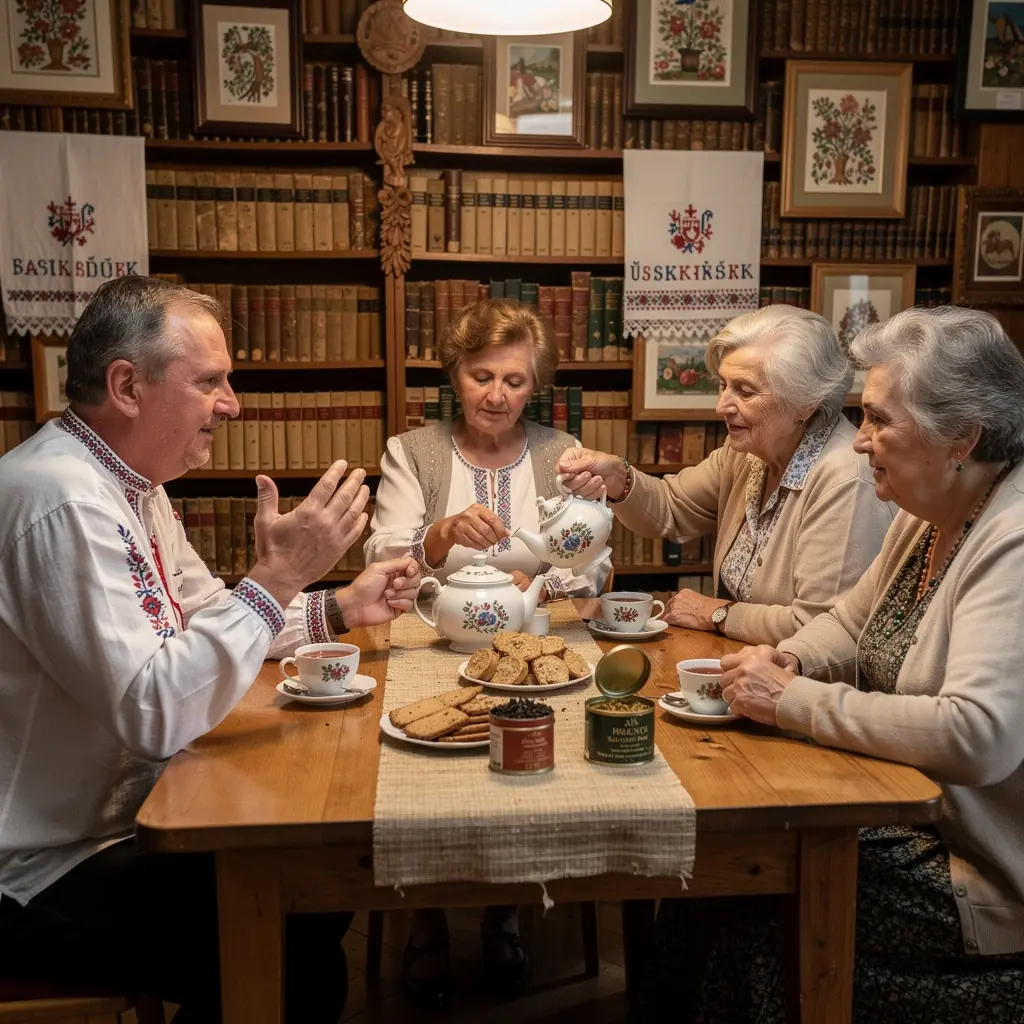 Zátišie s čajom, medom a kvetmi na drevenom stole
