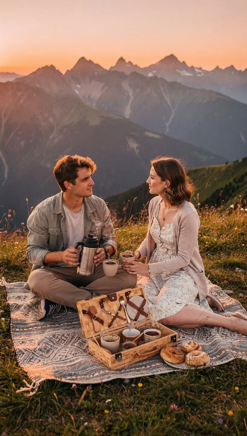 Dúšok čaju vychádzajúceho z pary, zobrazený na pozadí tradičného slovenského vidieka.